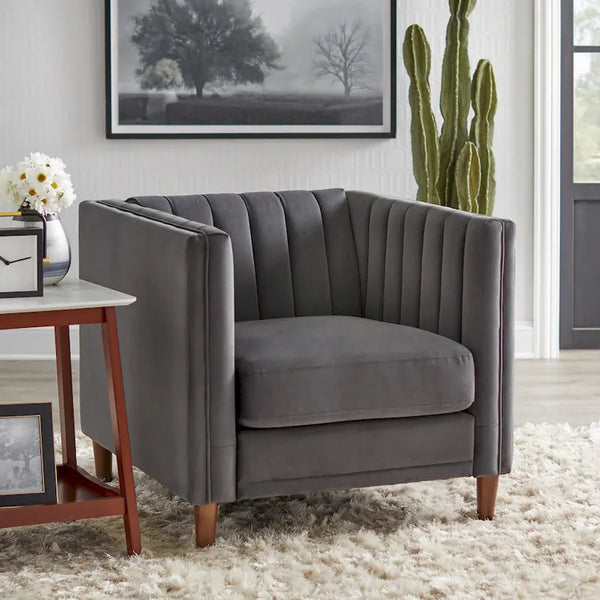 Lifestorey Paxton Tuxedo Chair with Channel Stitch Design